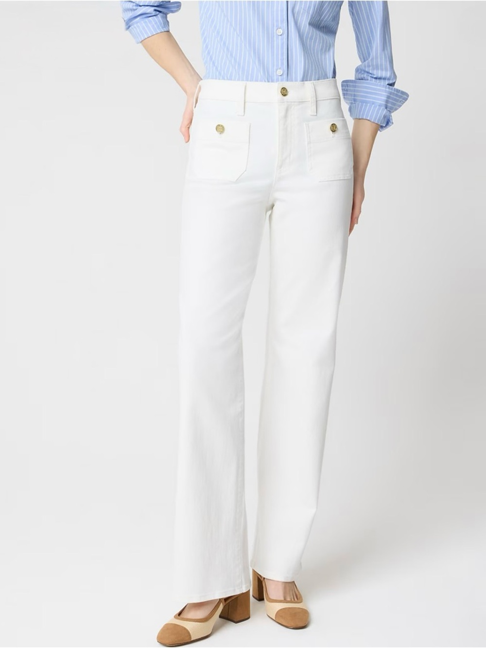 NWT J. Crew Petite Slim Wide-leg Sailor Jean All-day Stretch Seashell White